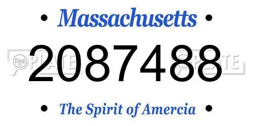 2087488 Massachusetts License Plate