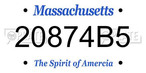 20874B5 Massachusetts License Plate
