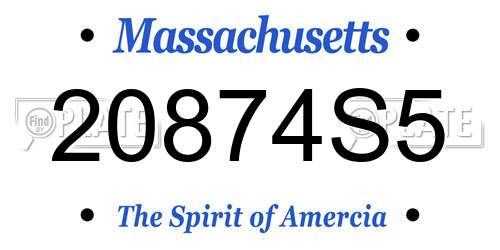 20874S5 Massachusetts License Plate