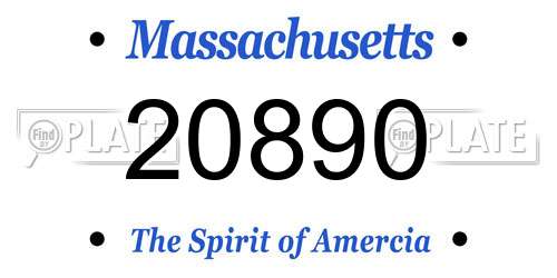 20890 Massachusetts License Plate