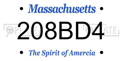 208BD4 Massachusetts License Plate