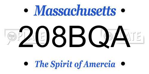 208BQA Massachusetts License Plate