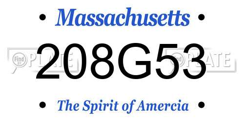 208G53 Massachusetts License Plate