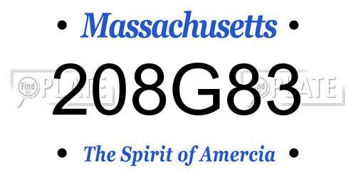 208G83 Massachusetts License Plate