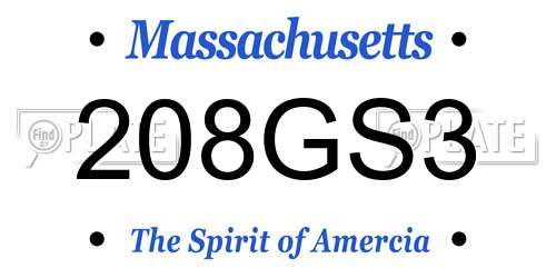 208GS3 Massachusetts License Plate
