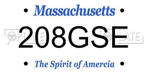 208GSE Massachusetts License Plate
