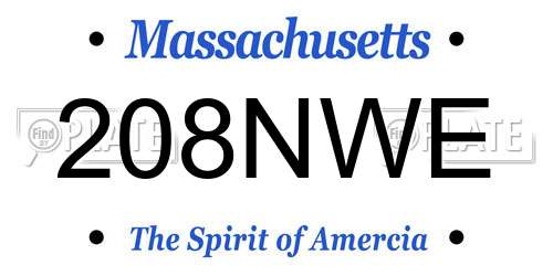 208NWE Massachusetts License Plate