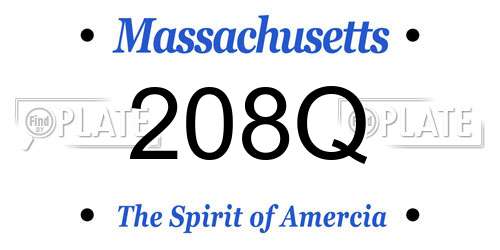 208Q Massachusetts License Plate