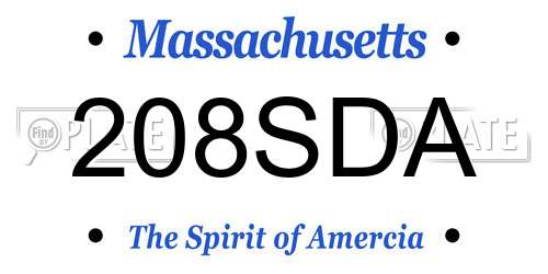 208SDA Massachusetts License Plate