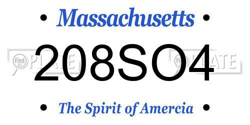208SO4 Massachusetts License Plate
