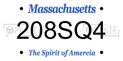 208SQ4 Massachusetts License Plate