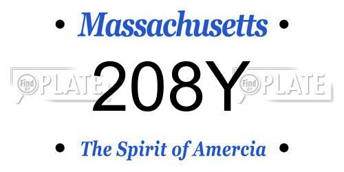 208Y Massachusetts License Plate