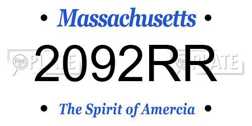 2092RR Massachusetts License Plate