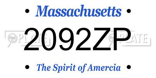 2092ZP Massachusetts License Plate