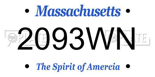 2093WN Massachusetts License Plate
