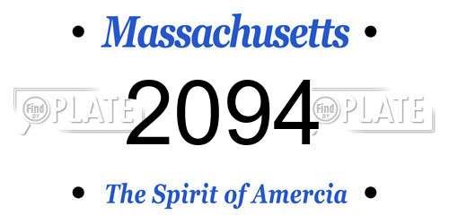 2094 Massachusetts License Plate