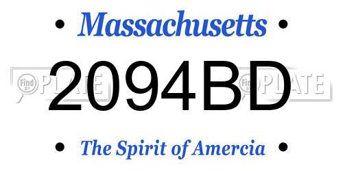 2094BD Massachusetts License Plate
