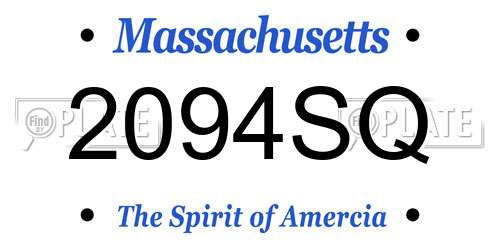 2094SQ Massachusetts License Plate