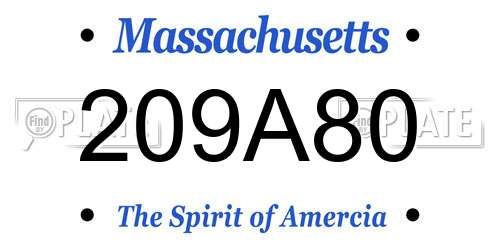 209A80 Massachusetts License Plate
