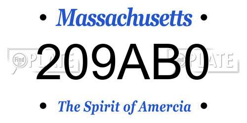 209AB0 Massachusetts License Plate