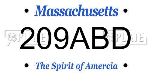 209ABD Massachusetts License Plate