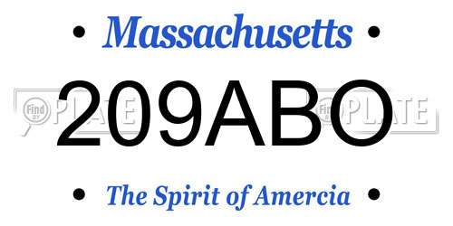 209ABO Massachusetts License Plate