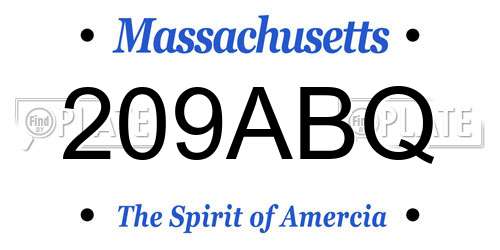 209ABQ Massachusetts License Plate