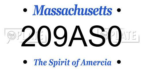 209AS0 Massachusetts License Plate