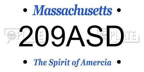 209ASD Massachusetts License Plate
