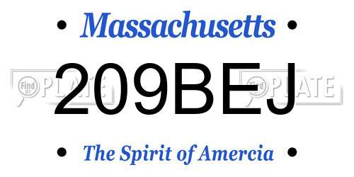 209BEJ Massachusetts License Plate