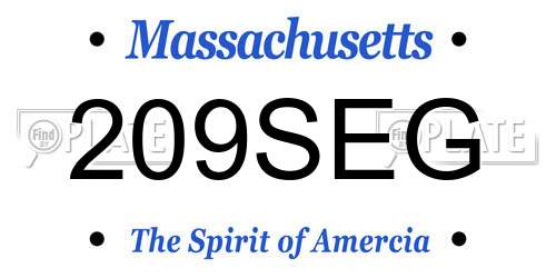 209SEG Massachusetts License Plate