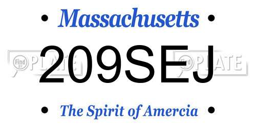 209SEJ Massachusetts License Plate