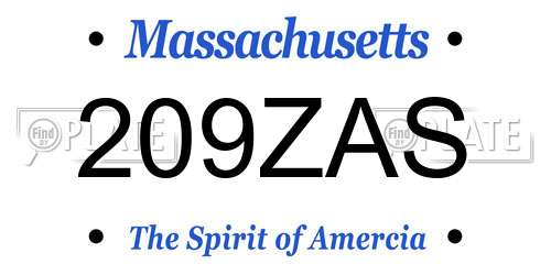 209ZAS Massachusetts License Plate