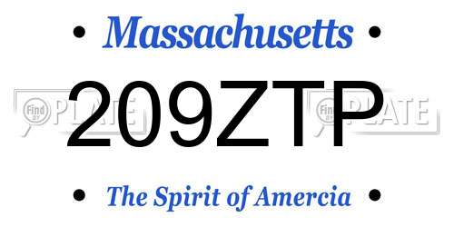 209ZTP Massachusetts License Plate