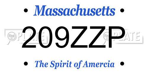 209ZZP Massachusetts License Plate