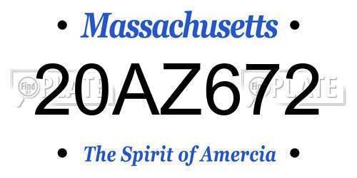 20AZ672 Massachusetts License Plate