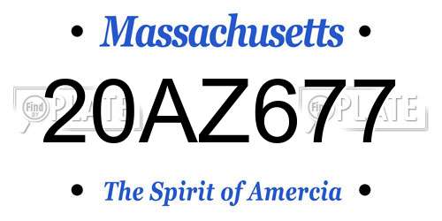 20AZ677 Massachusetts License Plate