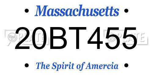 20BT455 Massachusetts License Plate