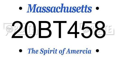 20BT458 Massachusetts License Plate