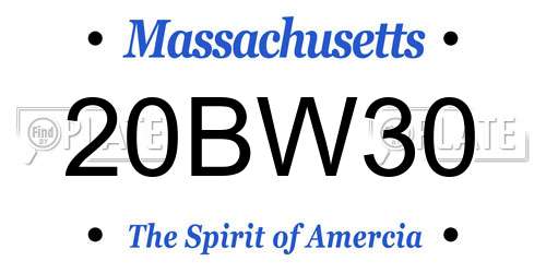 20BW30 Massachusetts License Plate