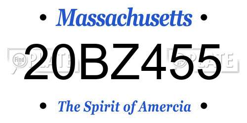 20BZ455 Massachusetts License Plate