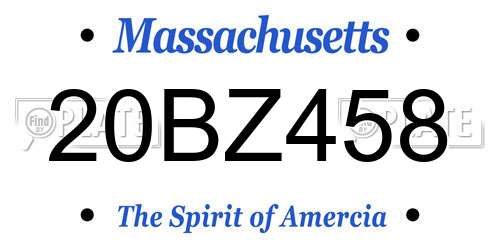 20BZ458 Massachusetts License Plate