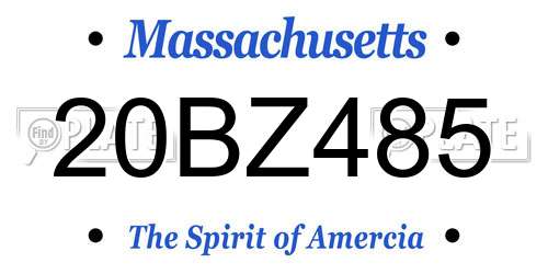 20BZ485 Massachusetts License Plate