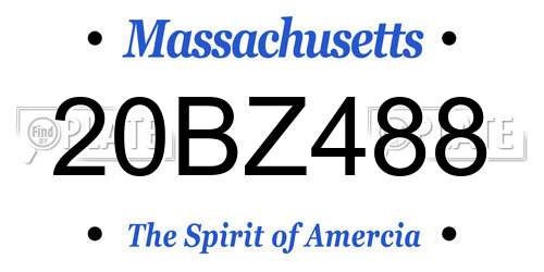 20BZ488 Massachusetts License Plate