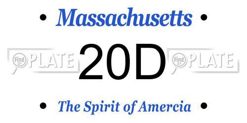 20D Massachusetts License Plate