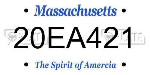 20EA421 Massachusetts License Plate