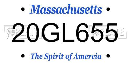 20GL655 Massachusetts License Plate