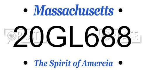 20GL688 Massachusetts License Plate