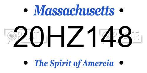 20HZ148 Massachusetts License Plate