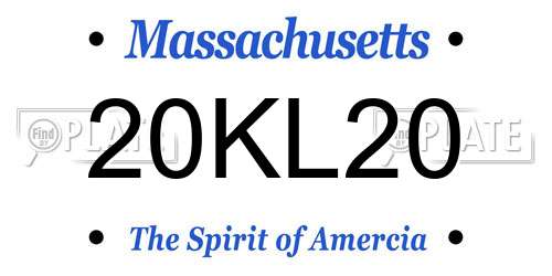 20KL20 Massachusetts License Plate